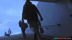 Excellent hose upskirt of a golden-haired