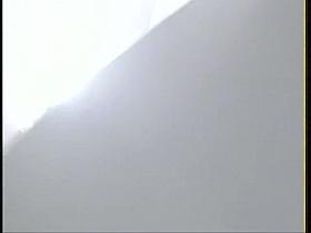 A girl wearing pink slippers is pissing for a peeing hidden cam