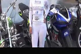 Promoter girl in see through leggings