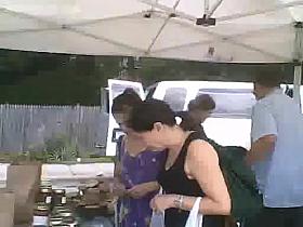 Sweetie in a sundress at the market, red panties!!!