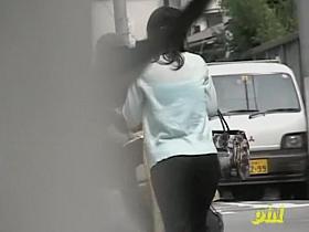 Valiant petite oriental slut walking in the public during fast sharking attack