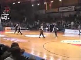 Topless girl streaks at a basketball game