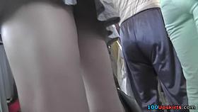 Very cute and ravishing denim upskirt