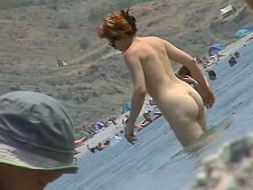 Girls caught going in and out of the water with a spy cam