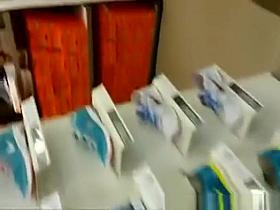 Blonde woman upskirt in sports store