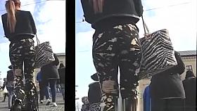 Milf ass shaking in thight pants