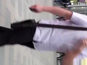 Asian girl in tight black leggings