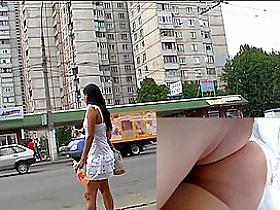 Candid upskirt of sinless honey