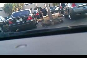 Street candid video with nude girl spied out of the car