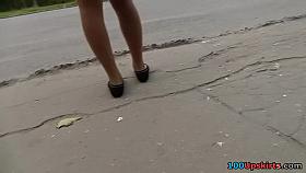 Large upskirt a-hole up red coat