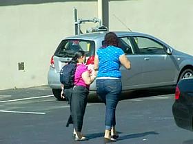 Young Chunky Girl Walking