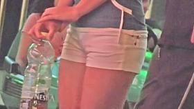 Blonde chick candid street booty