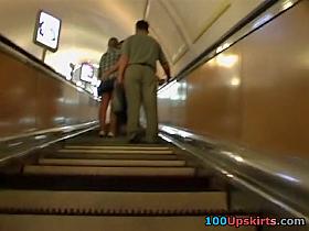 Voyer up girlfriend's petticoat