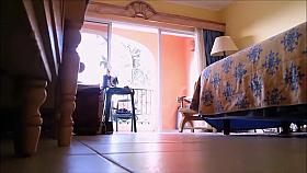 chubby babe gets under shower