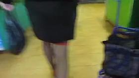 Girl in black stockings with red tops