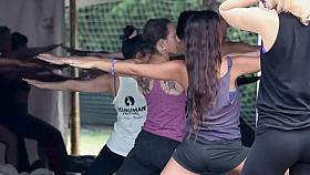 Pussy slip during yoga