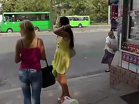 Well looking babe spied while she waits