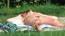 Sunbathing in meadow