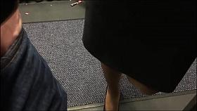 Flight attendent legs at a Boeing