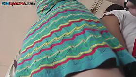 Young brunette accidently exposes her underwear