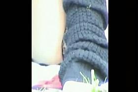 This shy babe with sexy legs has panties color of a cheetah