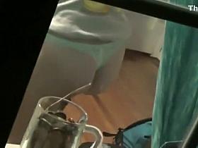 Teen girl spied while removing a thong