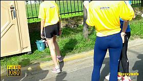 Hot sports chicks on a street candid vid
