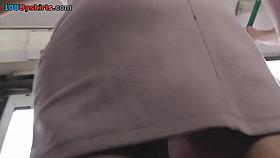 Upskirt spy camera gets under the super tight skirt