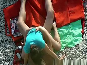 Nudist rides her husband's cock