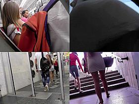 Mini skirt on the flabby butt in accidental upskirt