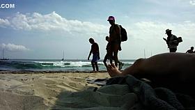 Hot girls pass by as I stroke my dick