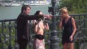 Slave anal fucked in public bar