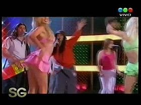 Real sexy upskirt blonde dancers on TV