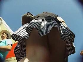 Black panties unde short skirt