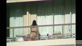 Hotel balcony hardcore with a horny couple