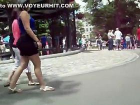 Nice wiggle in a short skirt