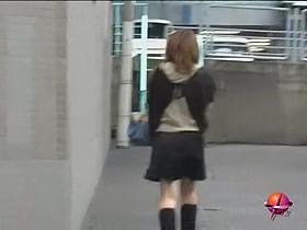 Bodily Japanese broad flashes her bushy cunt during unexpected sharking action