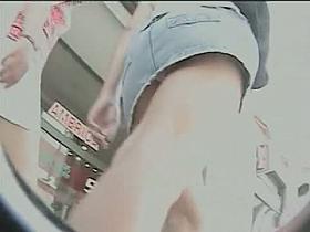 Beautiful teen ass in jeans skirt upskirt