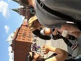 Hot pussy bulge under a short skirt