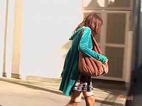 Babe in the green sweater got skirt sharked on the stairs