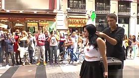 Long haired redhead banged in public bar