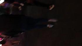 Fat white girl booty in blue jeans