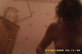 Mature girlfriend getting in and out of shower