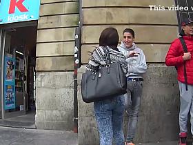 Feisty teen girl with friends