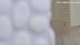 Big tits locker room blowjob