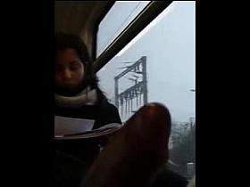 Flashing cute in train