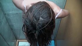 Asian girl towels and gets dressed after the shower shp35