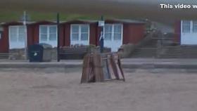 Public crotchless panty show