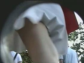 Lightweight short skirts helped this babe to appear in the upskirt clip