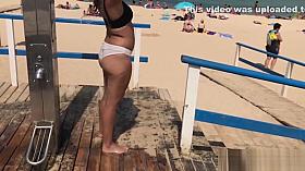 Wet Bikini White Thong Shower Teen Voyeur SPy Cam close-up